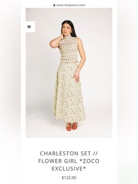 Zoco Exclusive Cream Floral Skirt Set